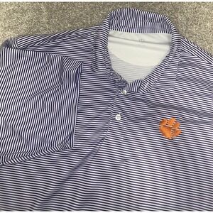 Vansport Performance Clemson Tigers Striped Polo Mens L White/Purple NCAA Paw